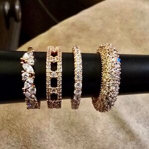 Size 6 Bomb Party group of 6 rings. All rose gold with white/clear stones.
